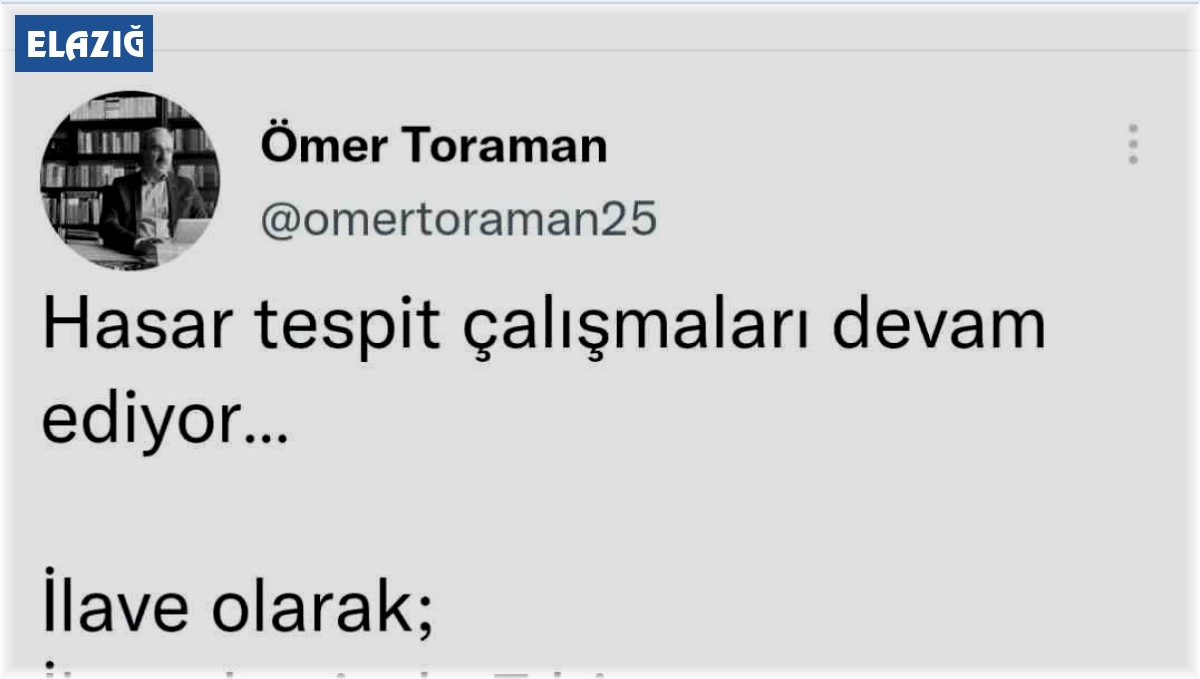 Elazığ Valisi Toraman, "8 bina ağır hasarlı"