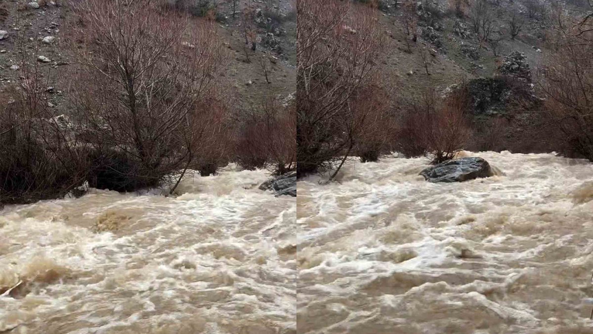 Elazığ’da yağışla derelerde su seviyesi yükseldi