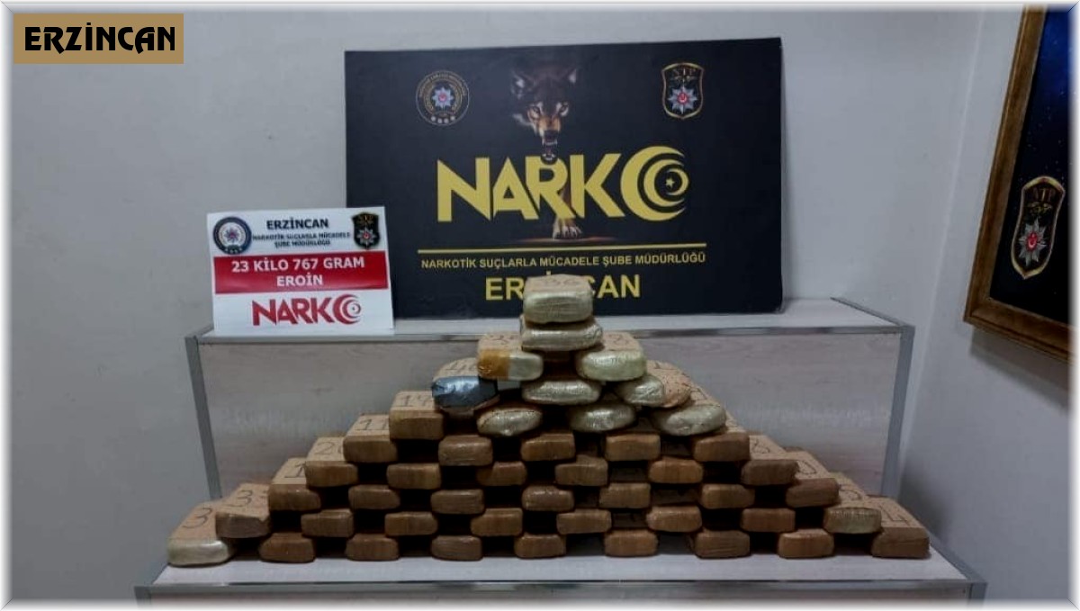 Erzincan'da 23 kilo 767 gram eroin ele geçirildi