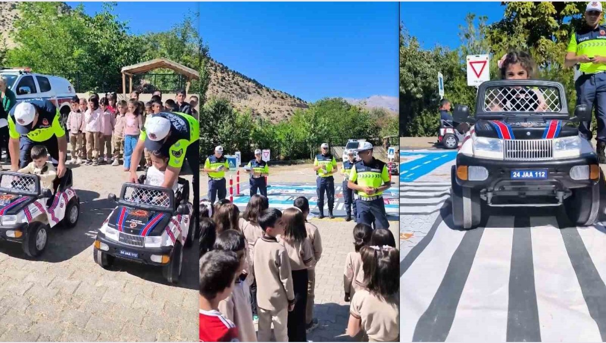 Erzincan'da jandarmadan öğrencilere uygulamalı trafik eğitimi