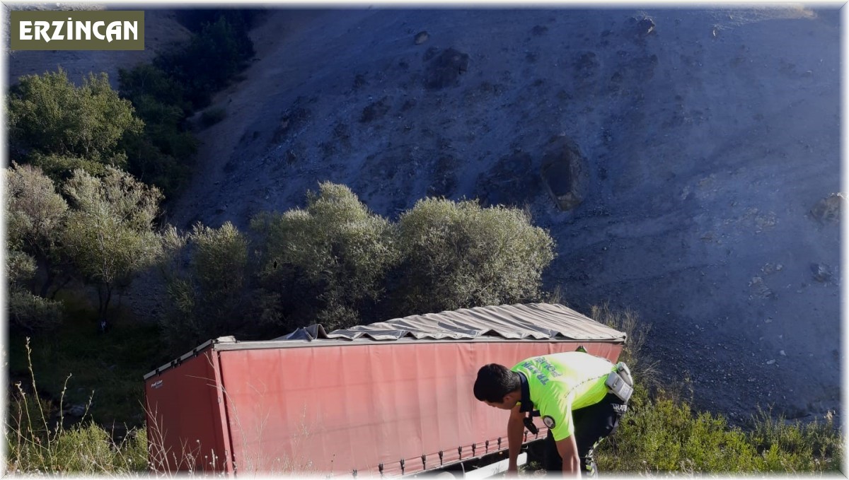 Erzincan'da tır şarampole uçtu
