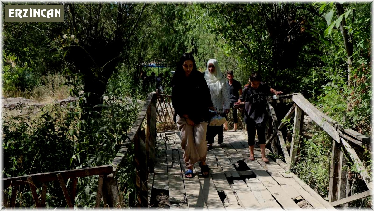 Erzincan'da turistlerin en uğrak yeri Girlevik Şelalesi'nin yolu ve kırık dökük tahta köprüleri tepki topluyor