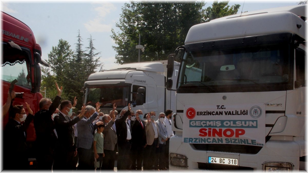Erzincan'dan sel felaketinin yaşandığı Sinop'a 5 tır dolusu yardım gönderildi
