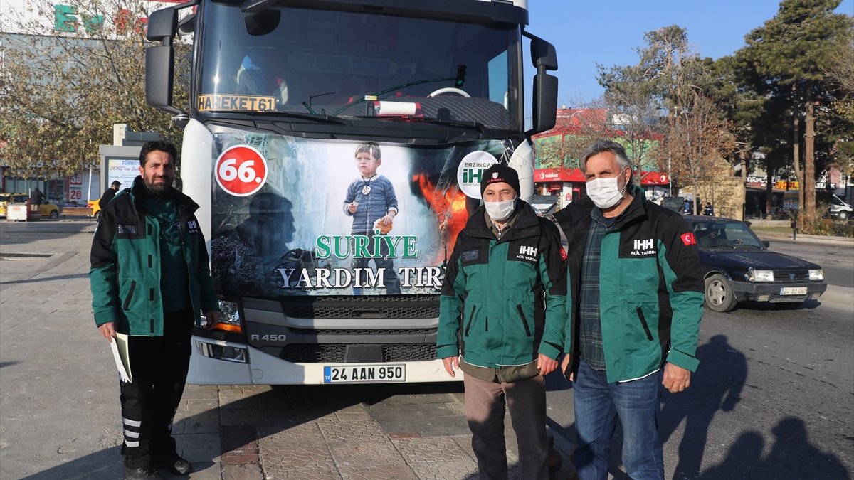 Erzincan'dan Suriye'ye 27 ton yakacak malzemesi gönderildi