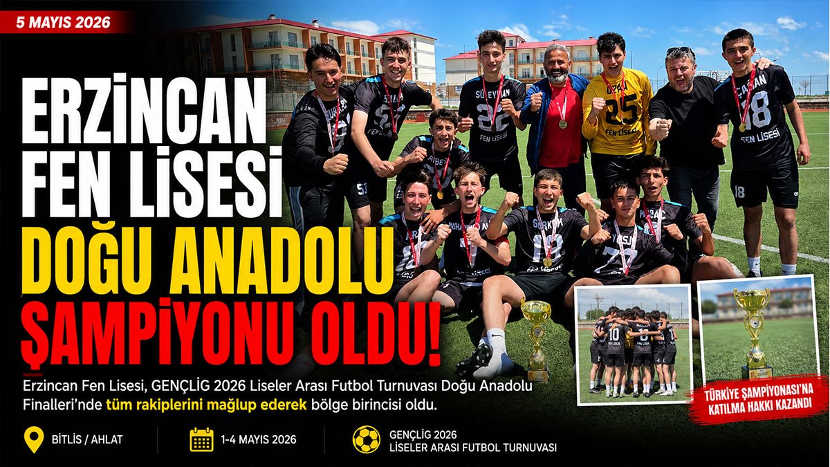 Erzincan Fen Lisesi futbolda Doğu Anadolu şampiyonu oldu, Türkiye finallerine yükseldi