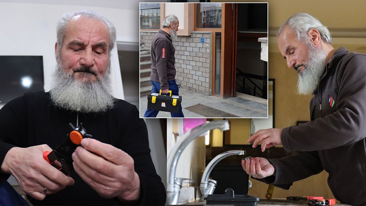 Erzincanlı 73 yaşındaki usta İhsan Alpaslan, cami ve okul musluklarında ücretsiz su tasarrufu sağlıyor