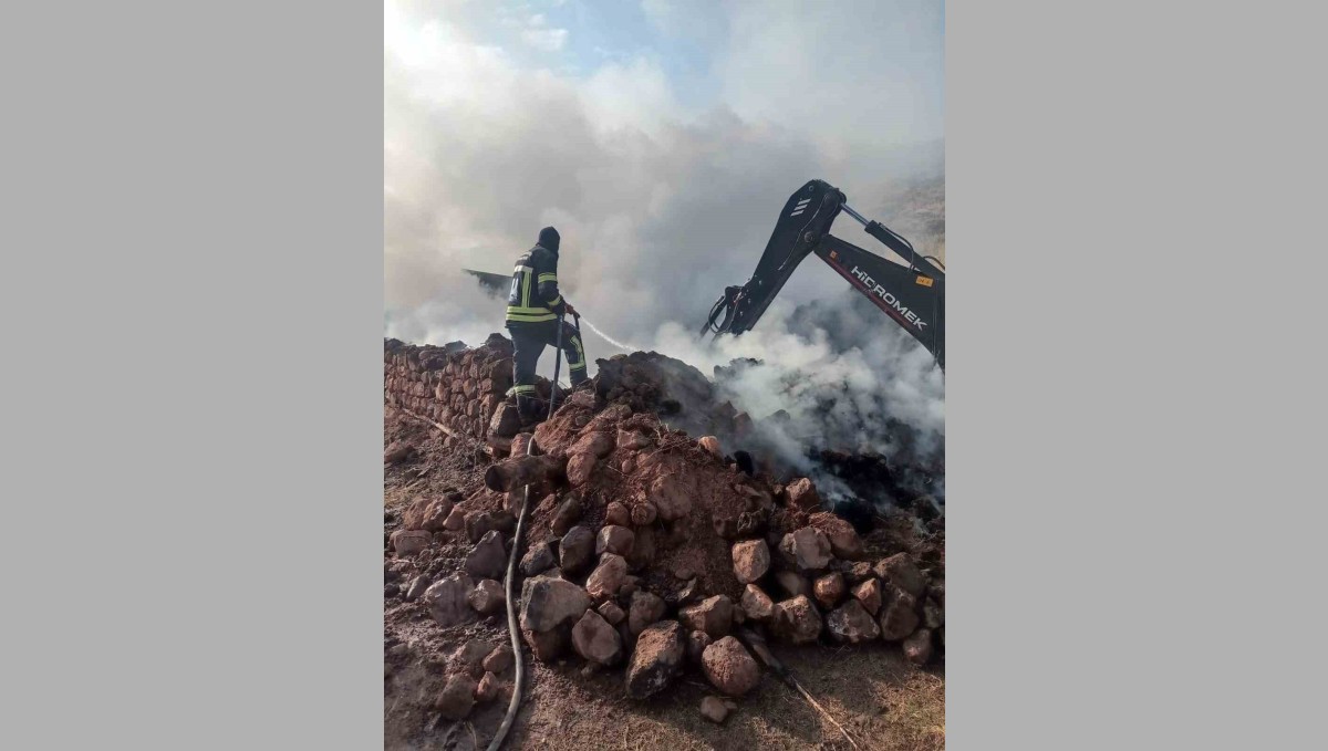 Erzurum'da ahır ve samanlık yangını: 21 büyükbaş havyan telef oldu