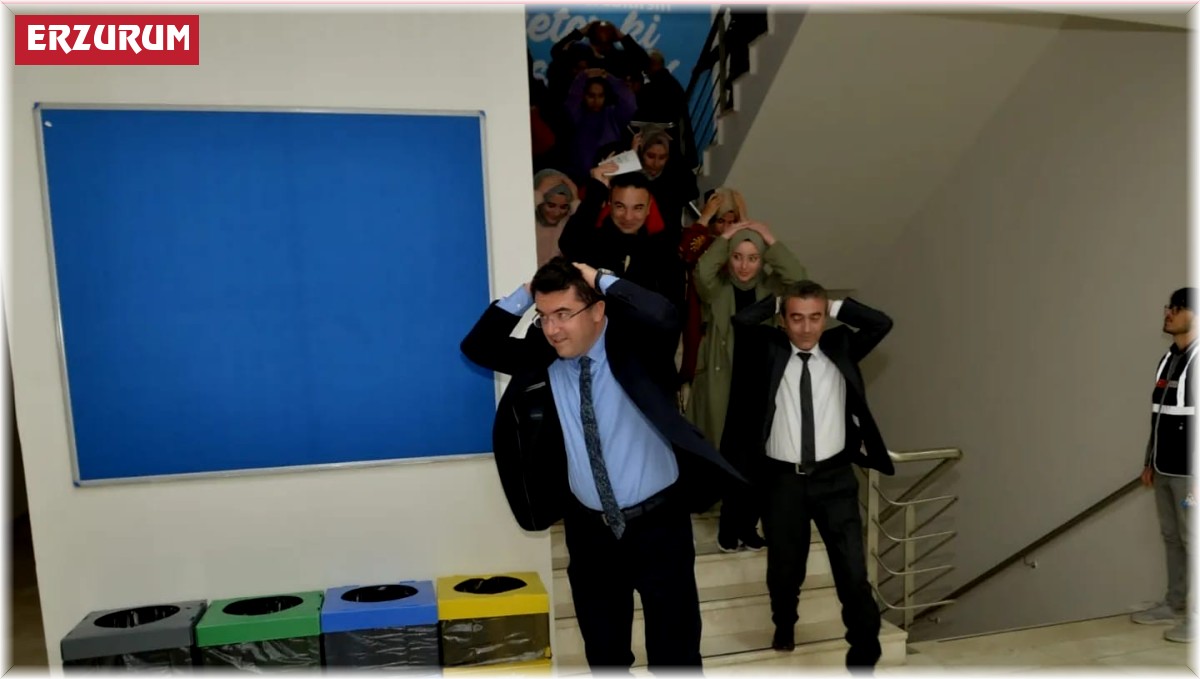 Erzurum'da "Çök-Kapan-Tutun ve Tahliye" tatbikatı yapıldı
