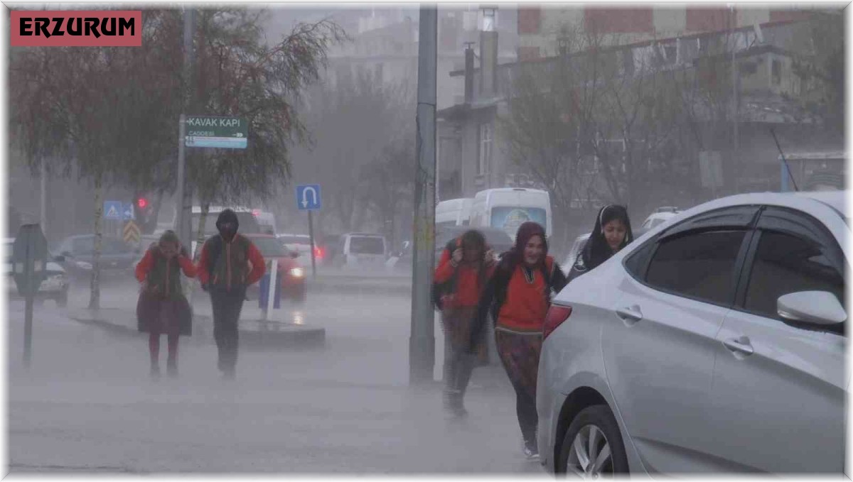 Erzurum'da dolu ve sağanak yağış etkili oldu
