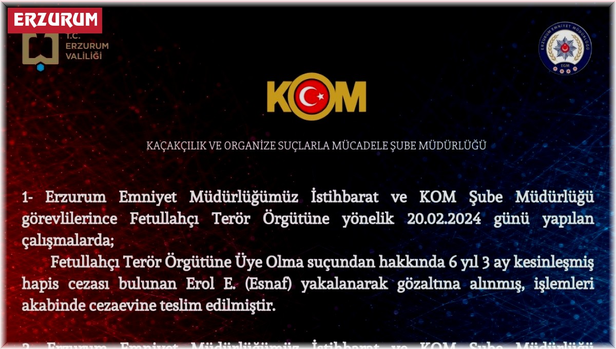 Erzurum'da FETÖ üyesi esnaf yakalandı