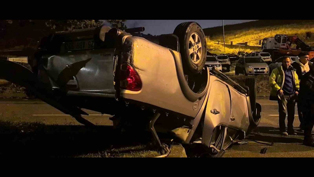 Erzurum'da kamyonet takla attı: 1 yaralı