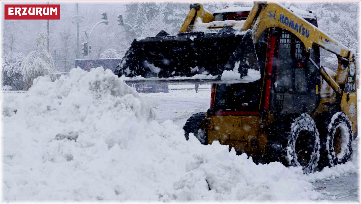 Erzurum'da kar timleri iş başında
