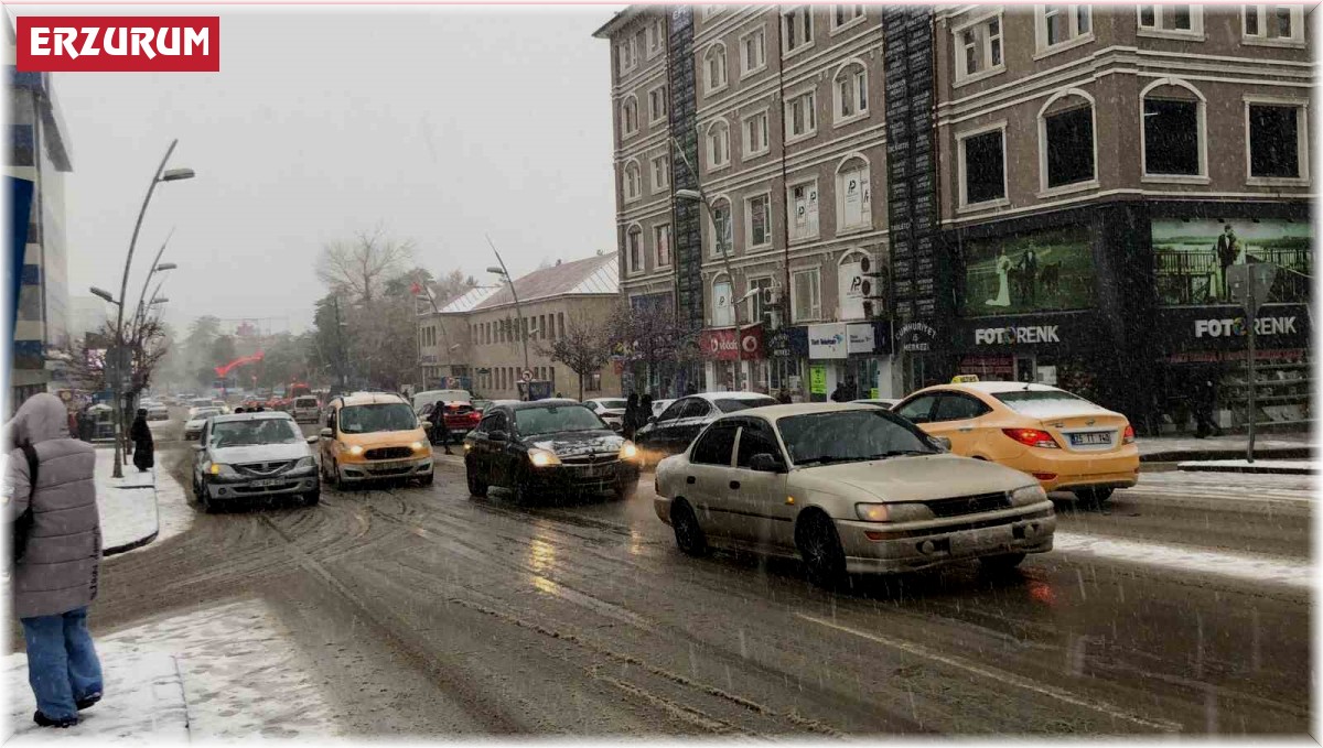 Erzurum'da kar ve tipi etkili oluyor