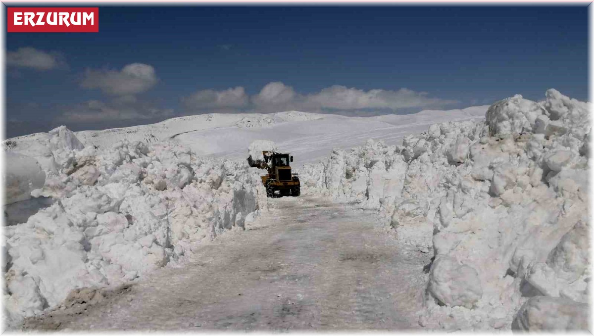Erzurum'da Nisan ayında karla mücadele