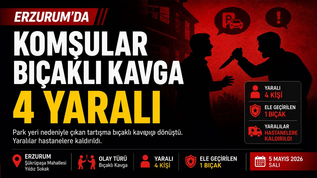 Erzurum'da park yeri tartışması bıçaklı kavgaya dönüştü: 4 yaralı