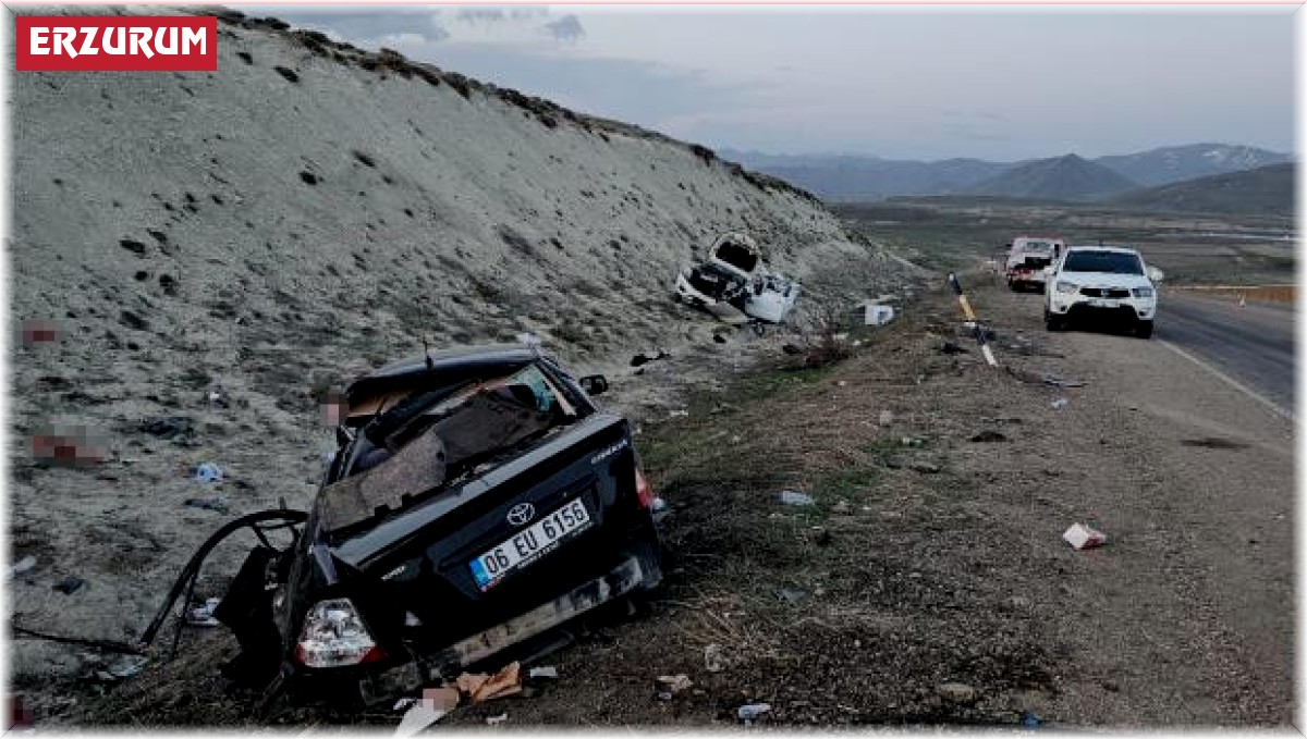 Erzurum'da pikap ile otomobil kafa kafaya çarpıştı: 1 ölü, 6 yaralı