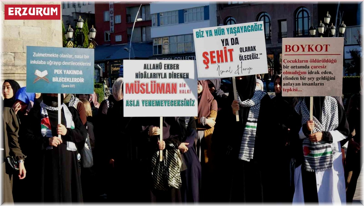 Erzurum'da sağlıkçıların Gazze için sessiz yürüyüşü