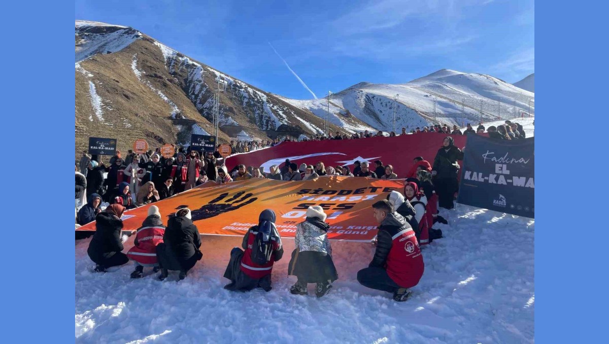 Erzurum'da "Şiddete karşı tek yürek" yürüyüşü düzenlendi