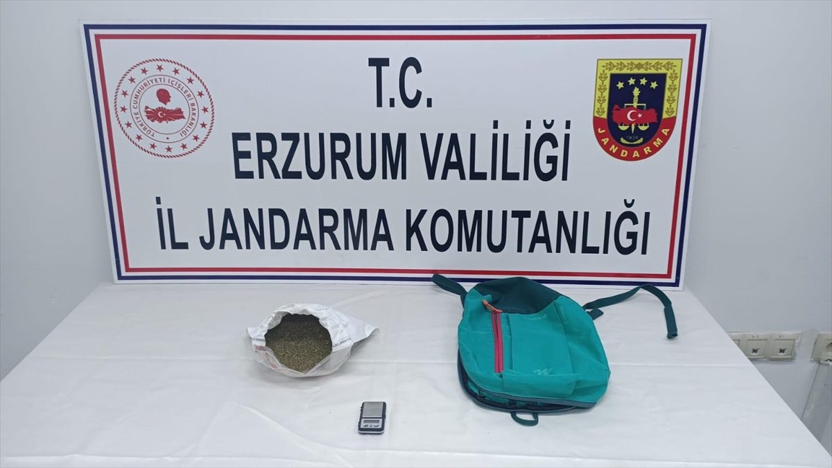 Erzurum'da sırt çantasında esrar ele geçirilen zanlı tutuklandı