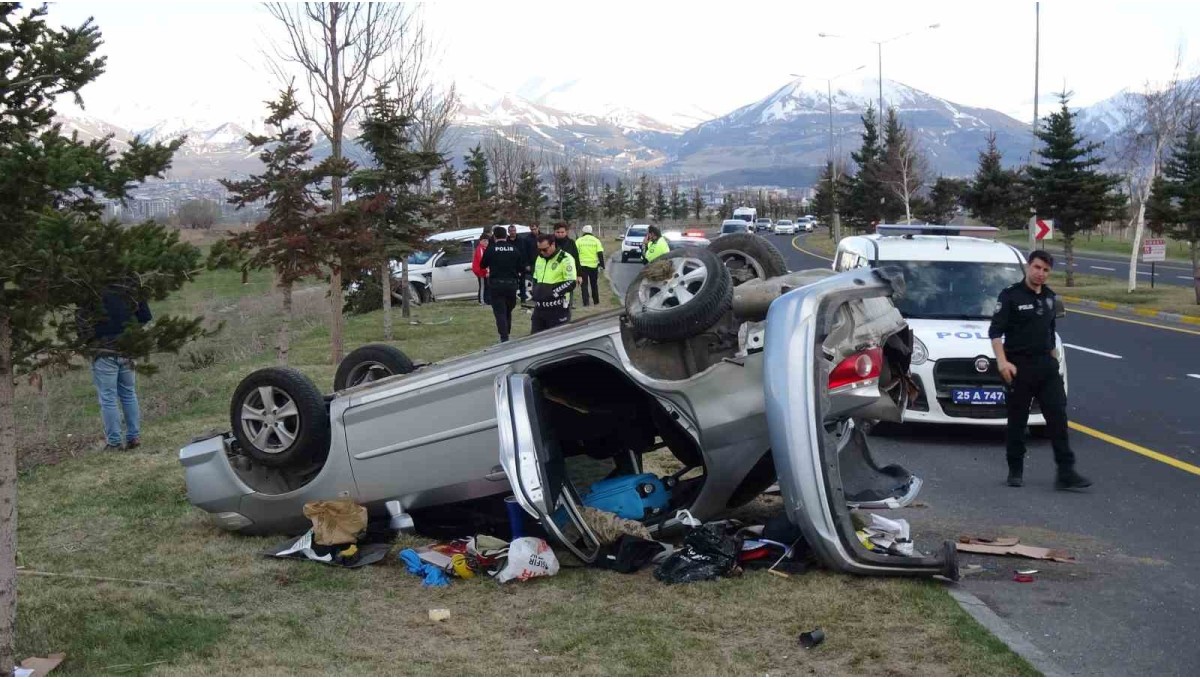 Erzurum'da ters yöne giren cip otomobille çarpıştı: 2 yaralı