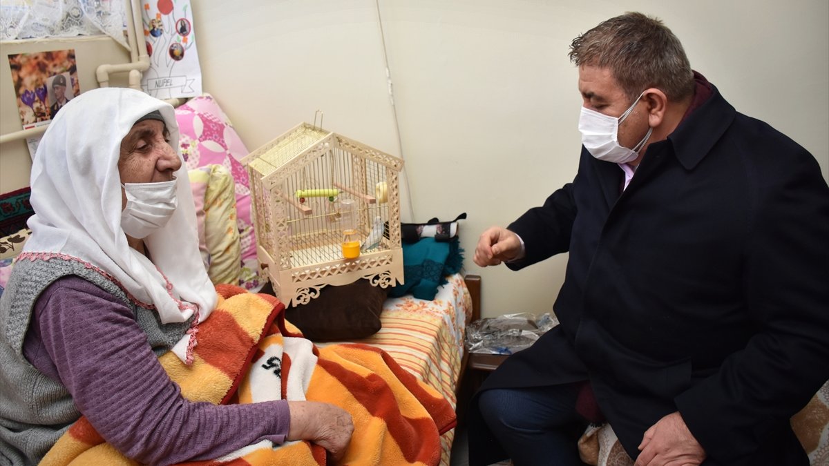 Erzurum'da yalnız yaşayan ve kaybolan kedisine üzülen kadına muhabbet kuşu sürprizi