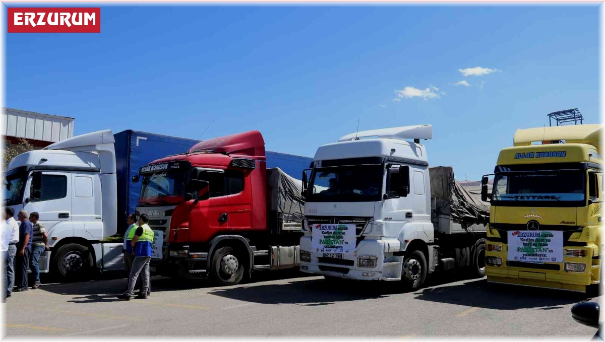 Erzurum'dan Pakistan'a 4 yardım tırı gönderildi