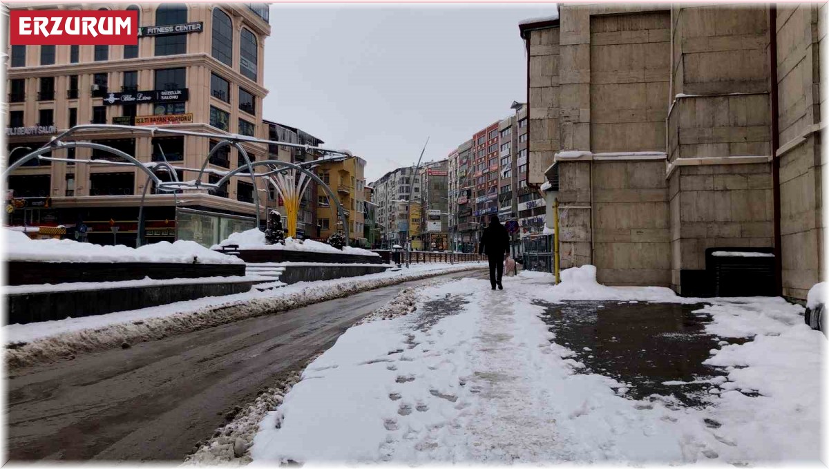 Erzurum güne karla uyandı