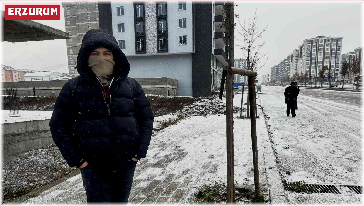 Erzurum güne karla uyandı