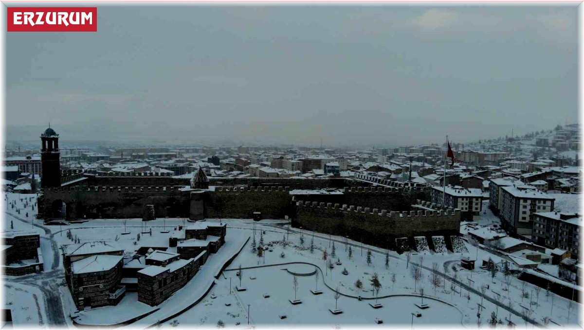 Erzurum karla beyaza büründü