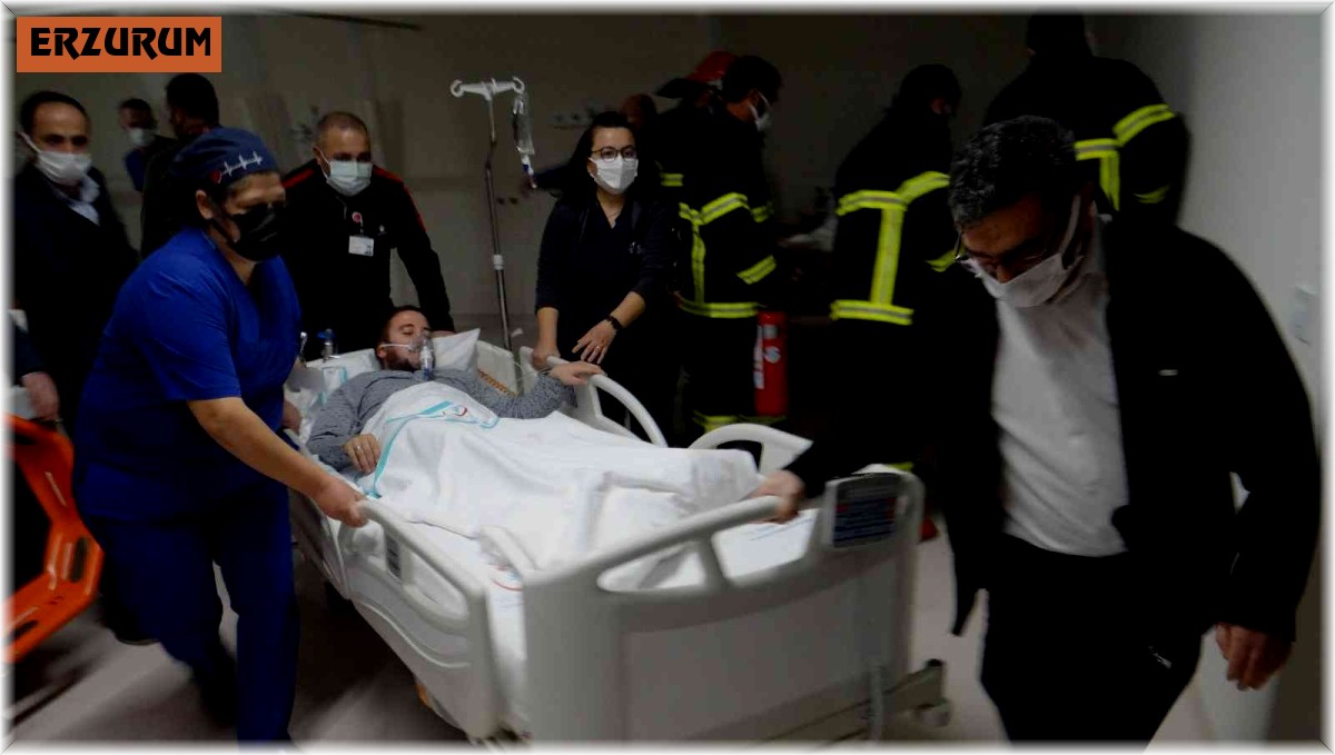 Erzurum Şehir Hastanesinde gerçeğini aratmayan deprem tatbikatı