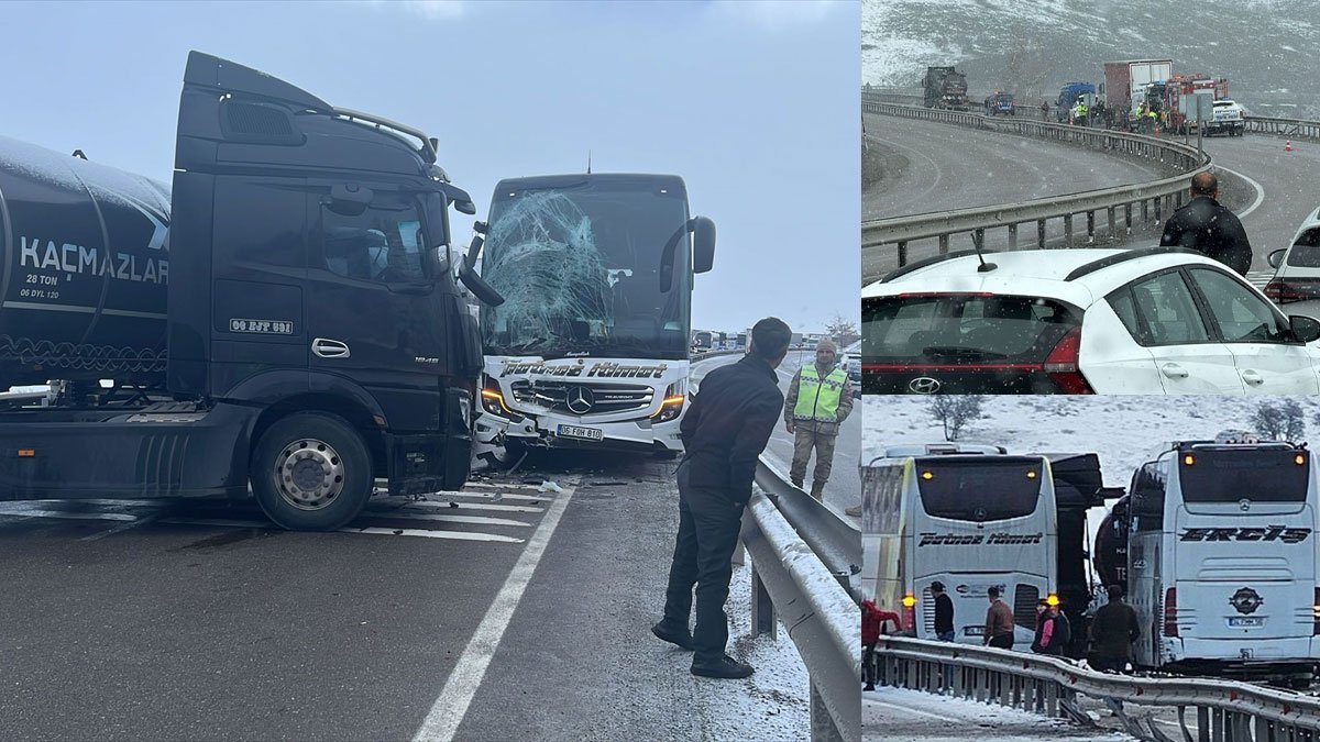Erzurum’da Patnos ve Erciş otobüsleri ile 2 tırın karıştığı zincirleme kazada 2 ölü, 9 yaralı