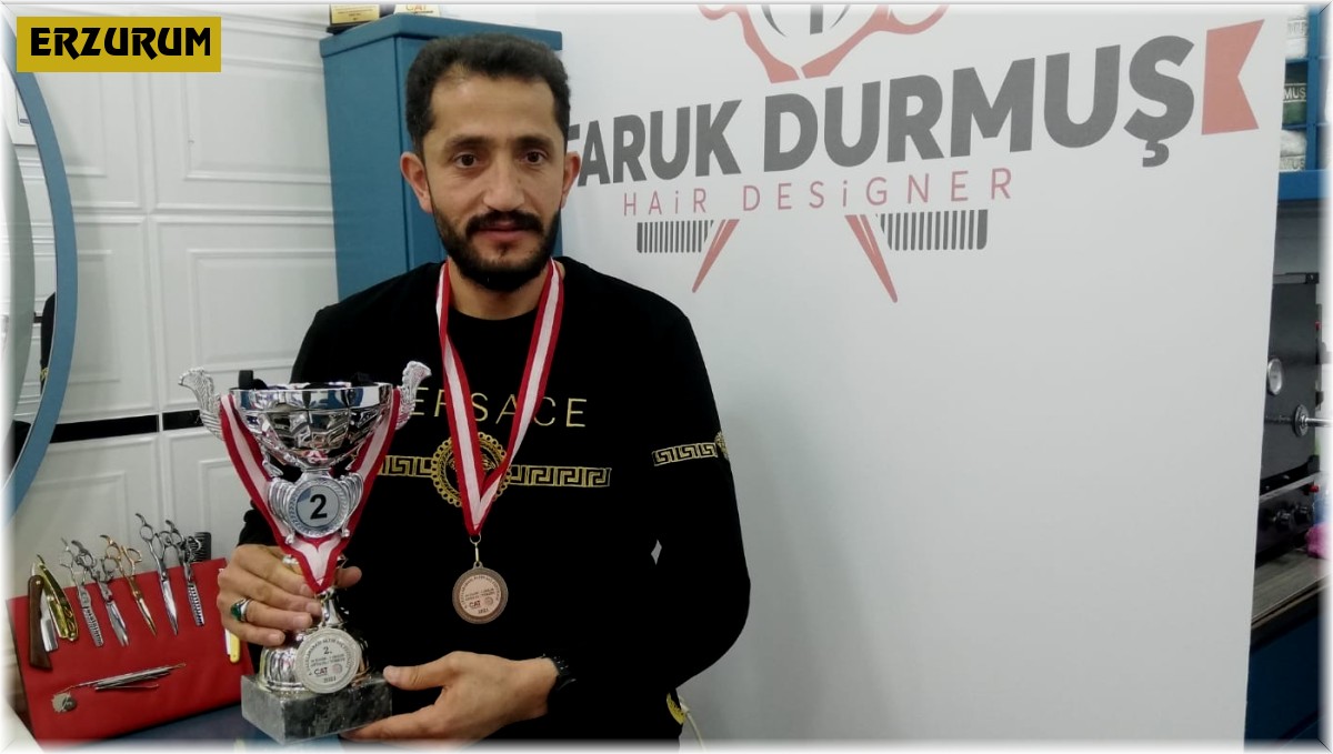 Erzurumlu kuaför Türkiye ikincisi oldu