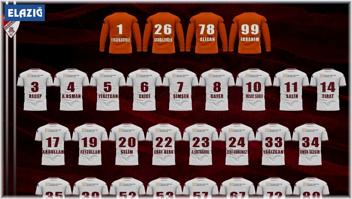 ES Elazığspor'da forma numaraları belli oldu