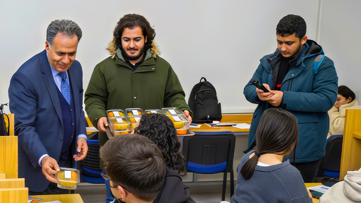 Final haftasında öğrencilere moral molası: Kütüphanede meyve ikramı