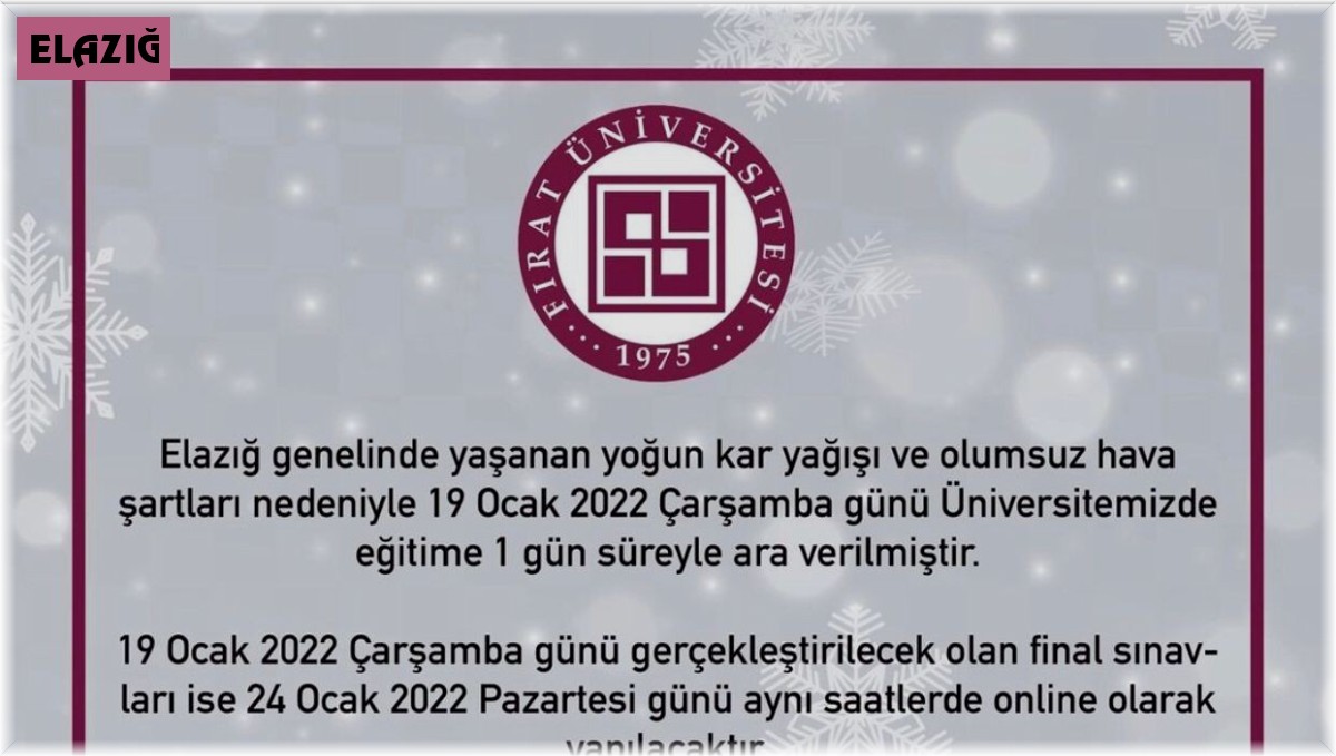 Fırat Üniversitesinde eğitime kar tatili