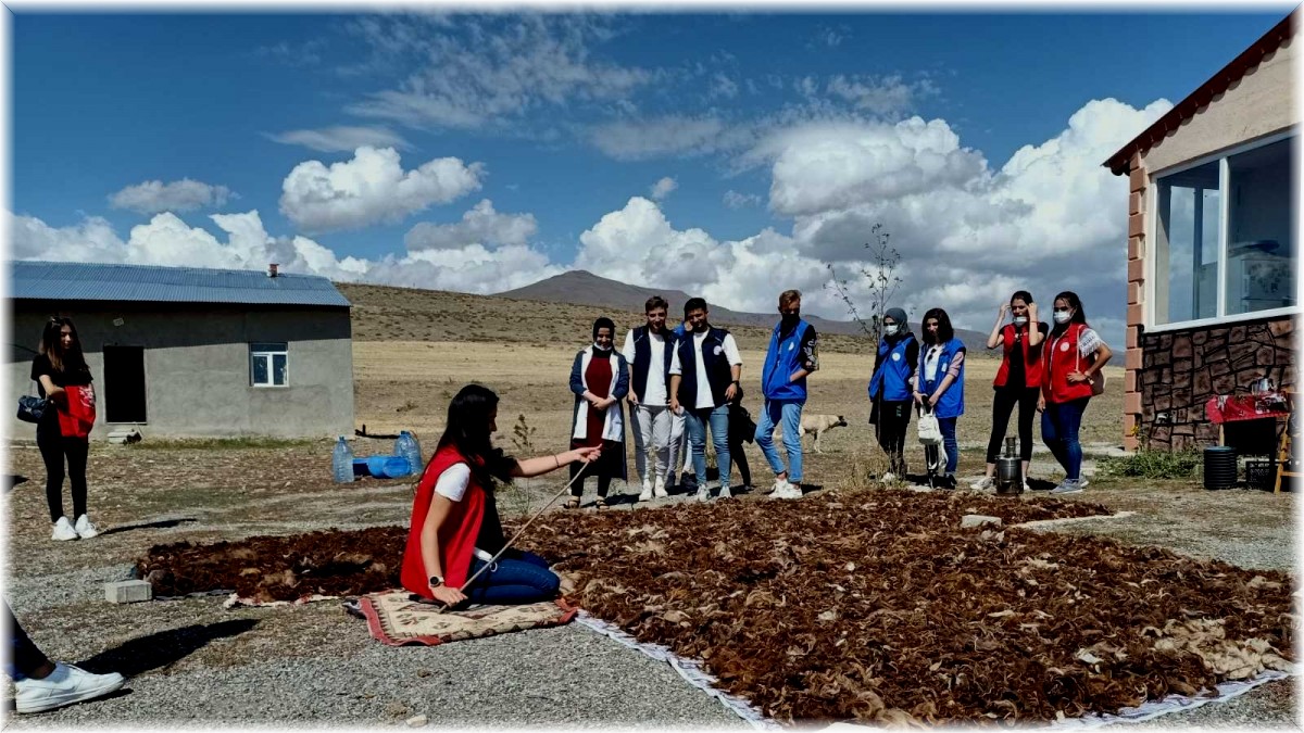 Gönüllü gençler bir günlük köy yaşantısına tanıklık etti