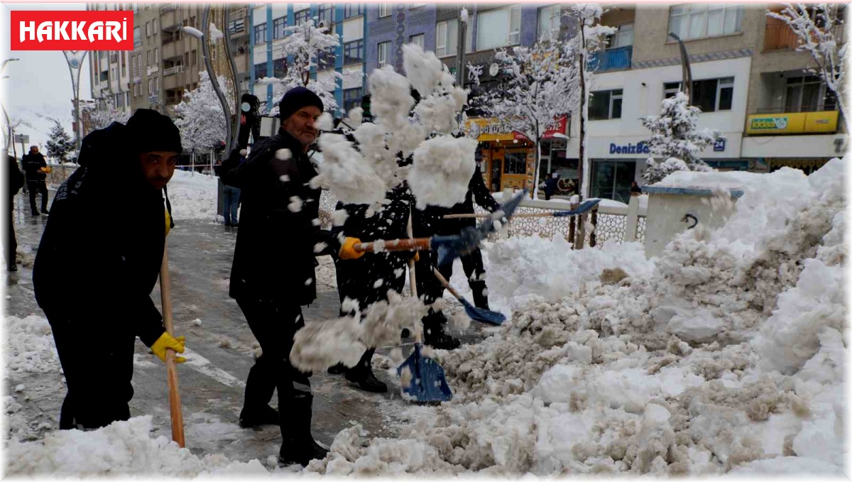 Hakkari Belediyesi kar küreme timi iş başında