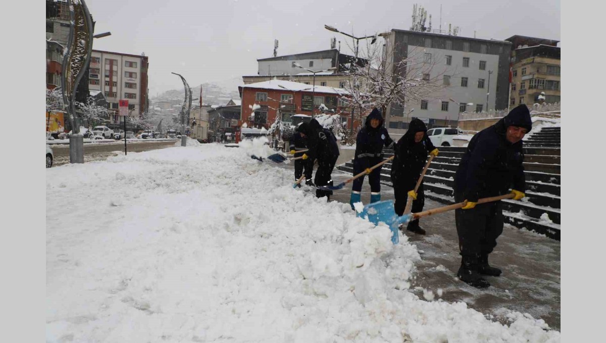 Hakkari Belediyesinin kar timleri görev başında