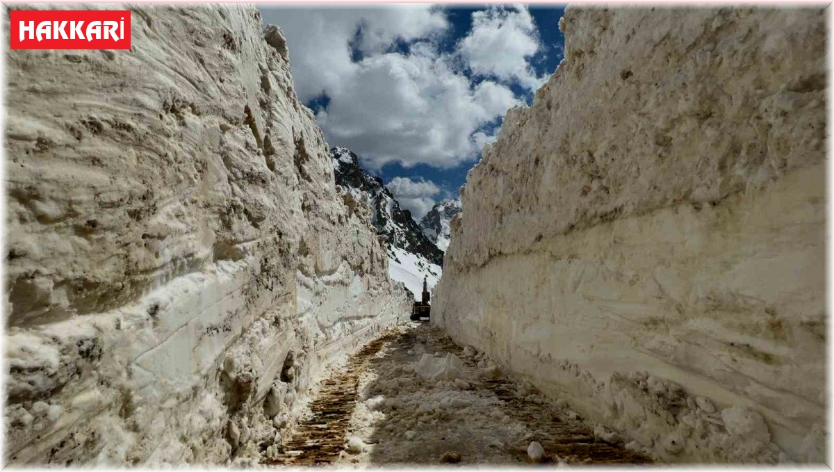 Hakkari'de 5 metreyi bulan karda yol açma çalışması