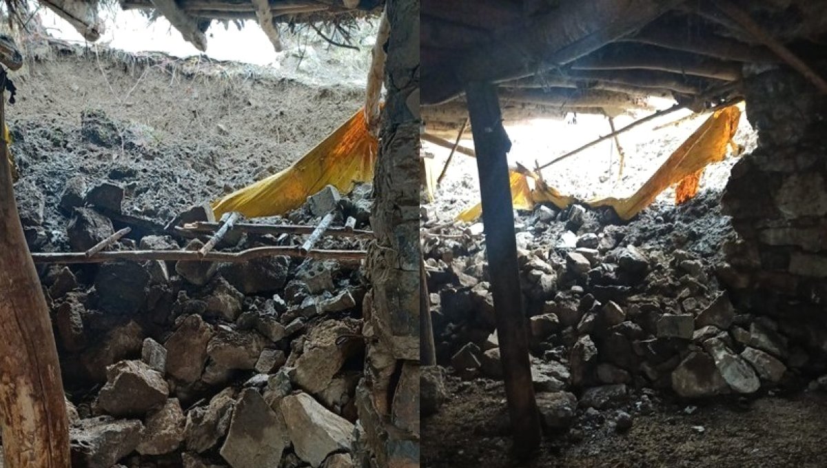 Hakkari'de yağış nedeniyle ahır çöktü