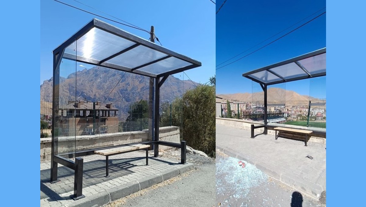 Hakkari'de yeni otobüs durakları tahrip edildi