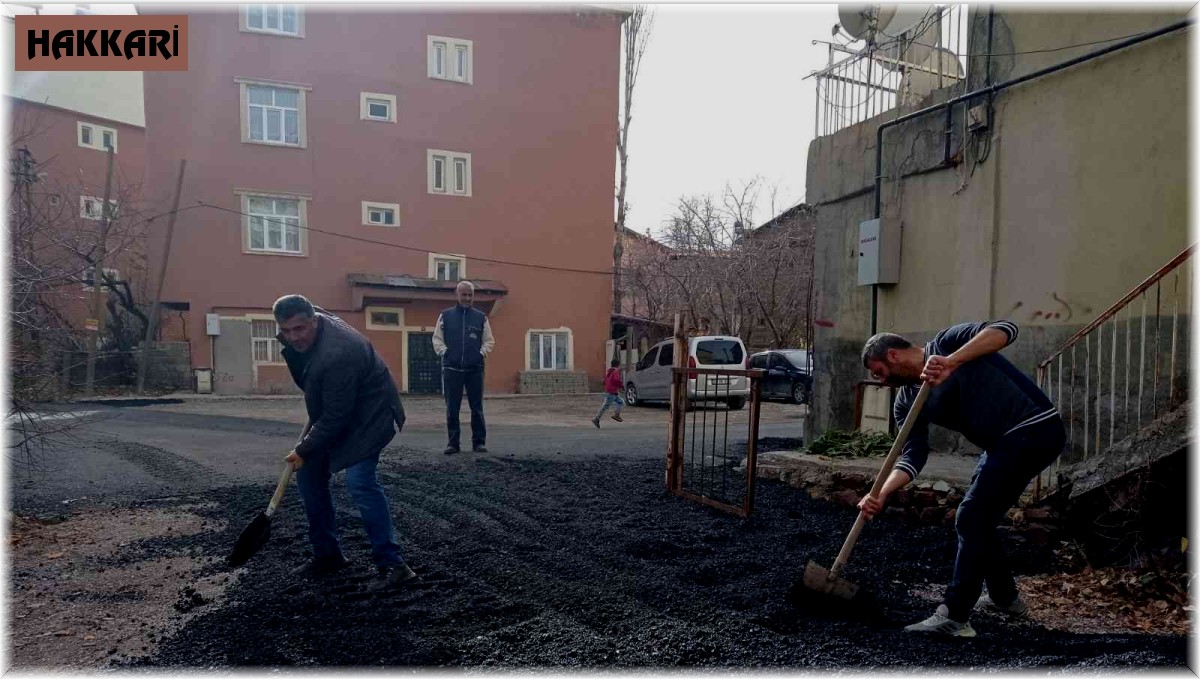 Hakkari'de yol asfaltlama çalışması