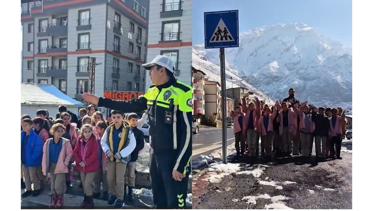 Hakkari polisinden öğrencilere uygulamalı trafik eğitimi