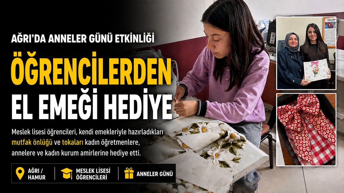 Hamur'da meslek lisesi öğrencileri Anneler Günü için el emeği önlük ve toka hazırladı