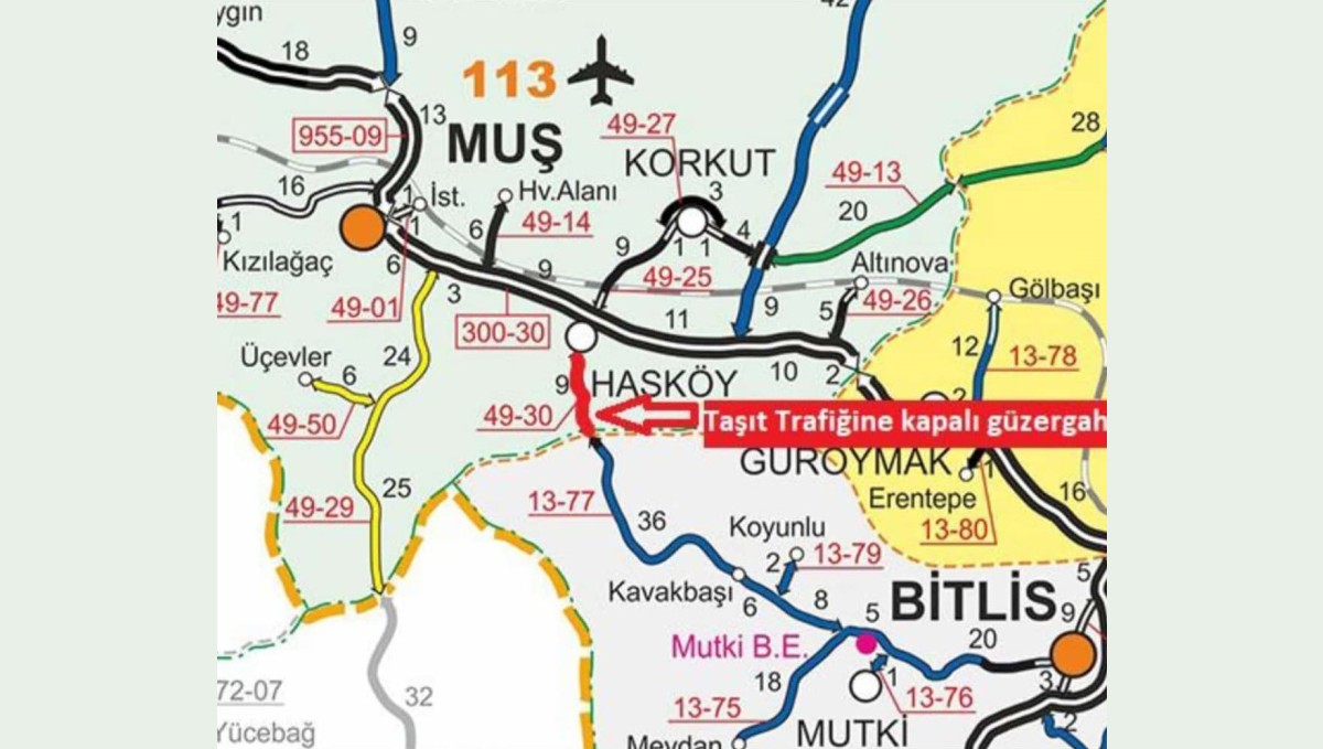 Hasköy-Mutki kara yolu ulaşıma kapatıldı