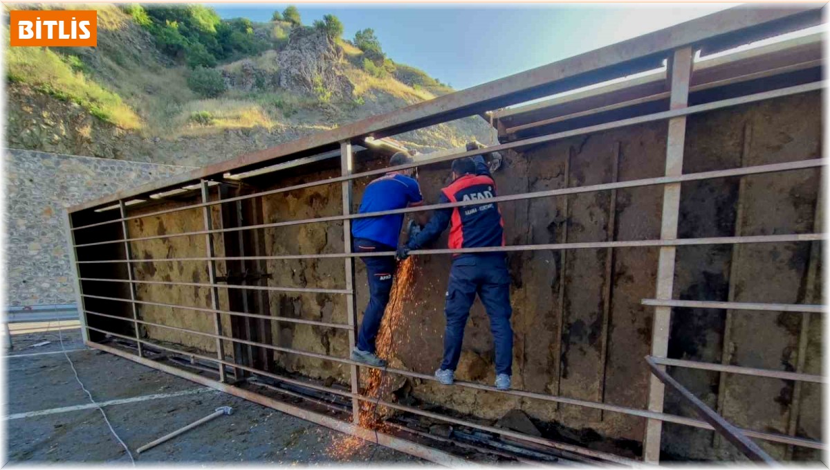Hayvan yüklü tır devrildi: 1 ölü, 1 yaralı