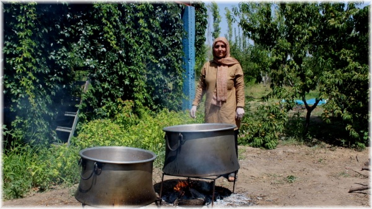 Iğdır'da kazanlar 'şeftali reçeli' için kaynıyor