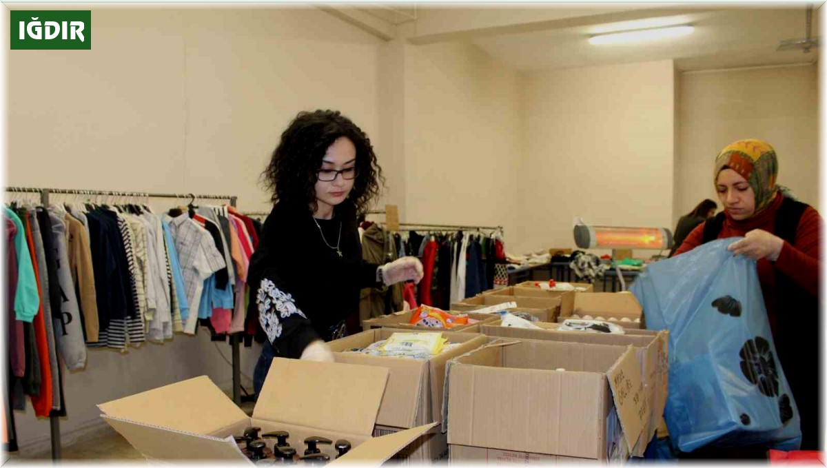 Iğdır'da kurulan "sosyal market"te depremzedelerin ihtiyacı karşılanıyor