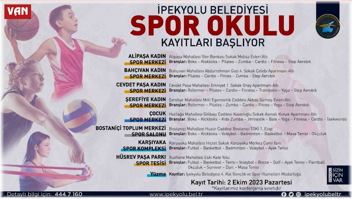 İpekyolu Belediyesi'nin yeni dönem spor okulu kayıtları başlıyor