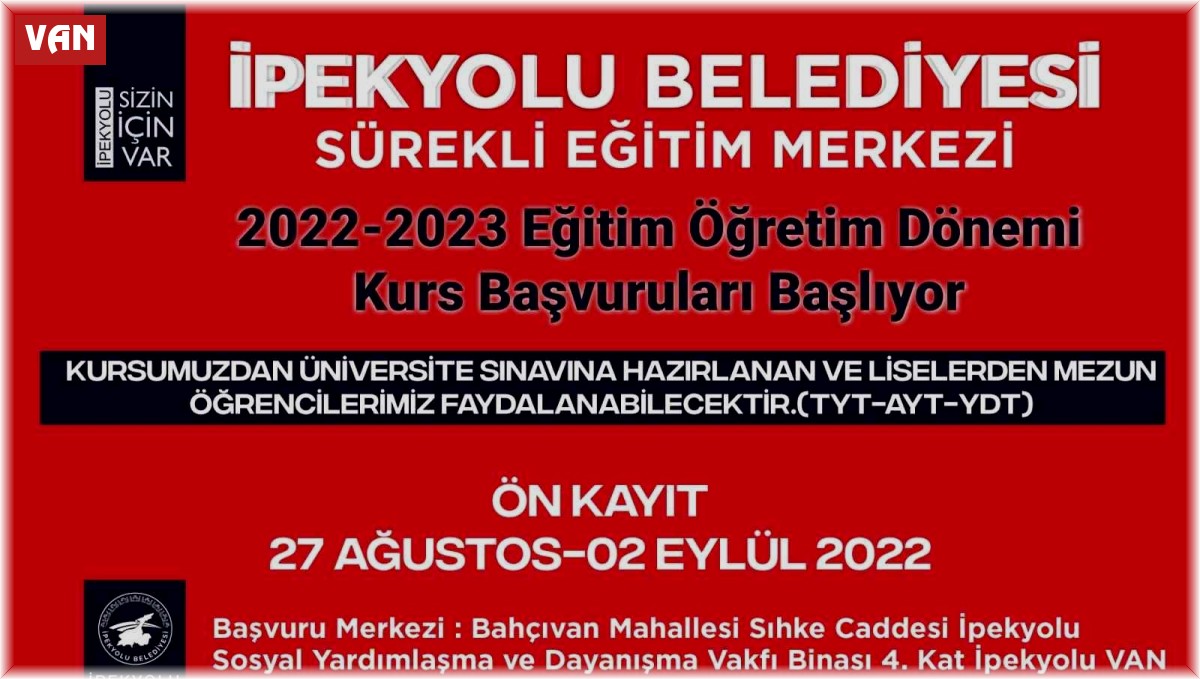 İpekyolu Belediyesinden ücretsiz TYT-AYT-YDT kursları